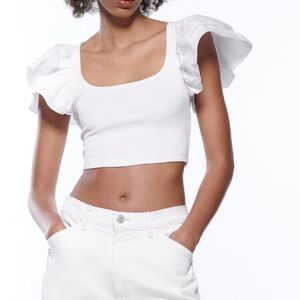 Zara Ruffled Ribbed Top